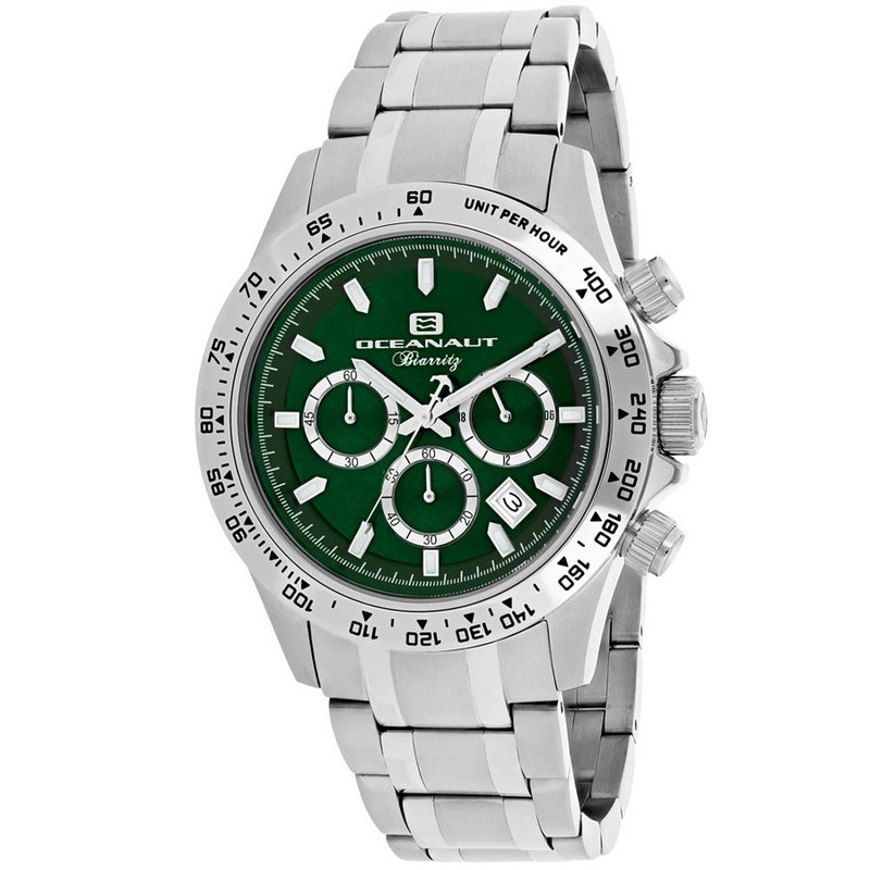 Oceanaut Men's Biarritz OC6112 Bracelet Green Dial Quartz Movement Fold over Clasp 44mm Round  Watch