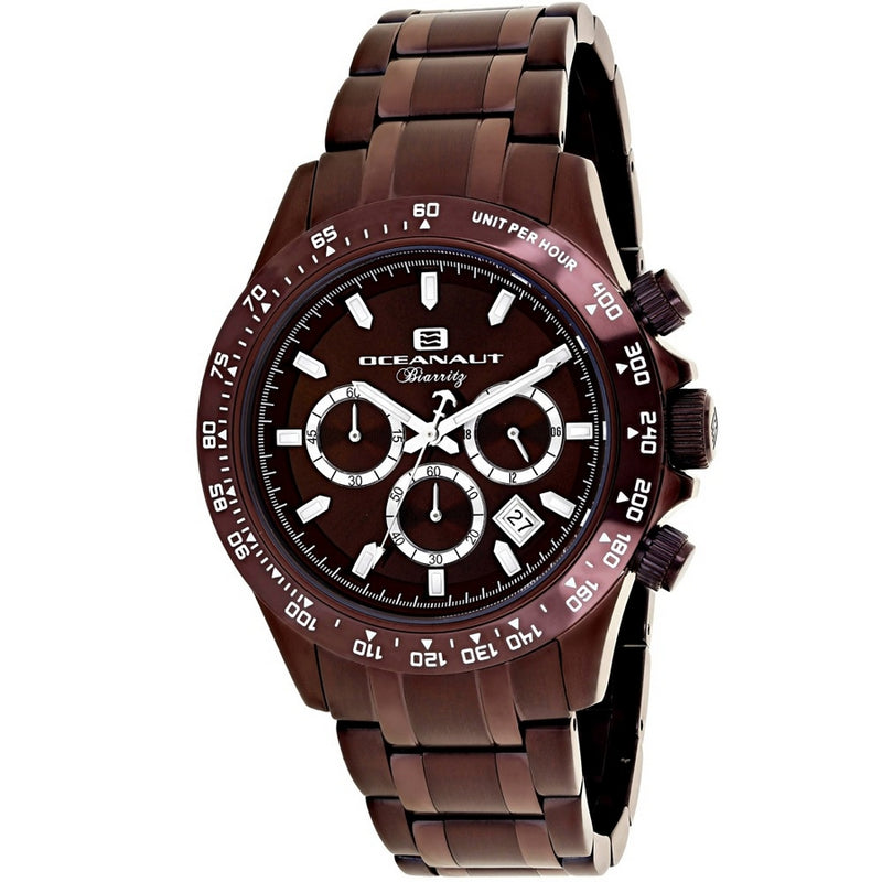 Oceanaut Men's Biarritz OC6116 Bracelet Brown Dial Quartz Movement Fold over Clasp 44mm Round  Watch