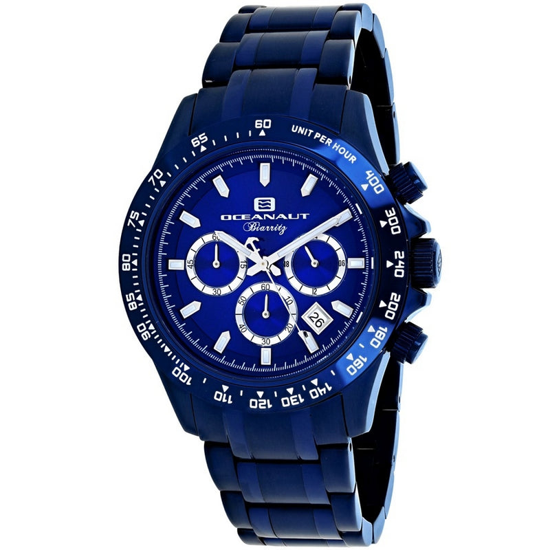 Oceanaut Men's Biarritz OC6117 Bracelet Blue Dial Quartz Movement Fold over Clasp 44mm Round  Watch