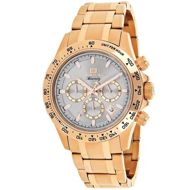 Oceanaut Men's Biarritz OC6118 Bracelet Silver Dial Quartz Movement Fold over Clasp 44mm Round  Watch