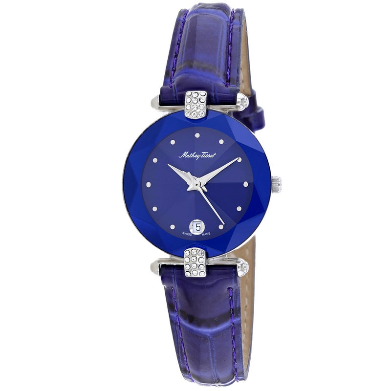 Mathey Tissot Women's Pyramide P316F Strap Blue Dial Quartz Movement Buckle Clasp 26mm Round Watch