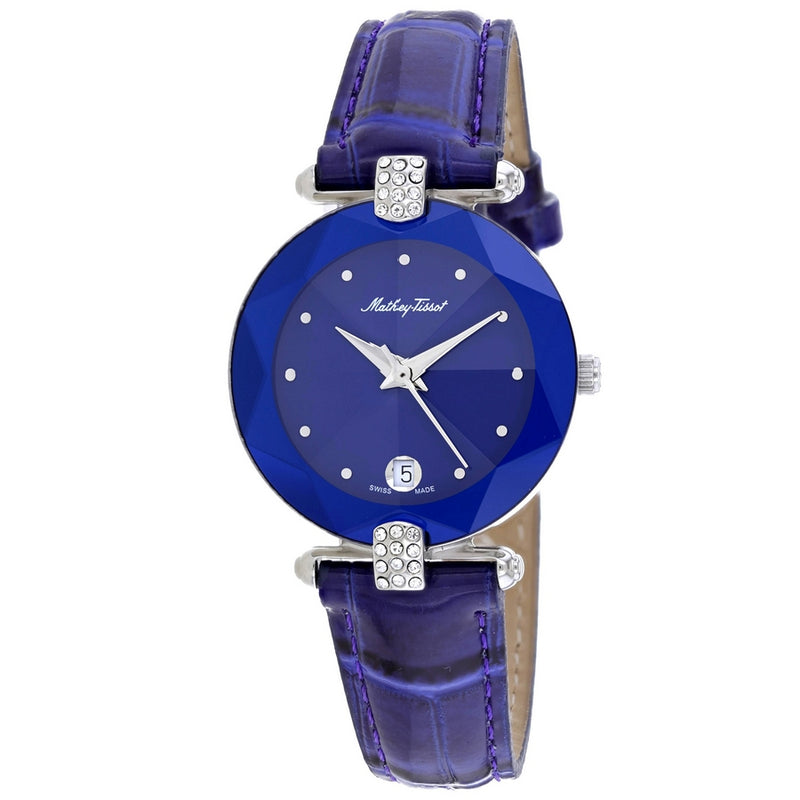 Mathey Tissot Women's Pyramide P316M Strap Blue Dial Quartz Movement Buckle Clasp 34mm Round Watch