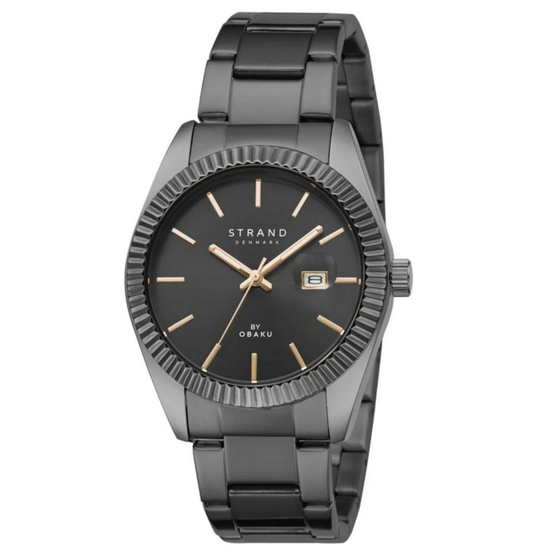 Obaku Women's Wellington S721LDBBSB-DS Bracelet Black Dial Quartz Movement Fold over Clasp 36mm Round Watch