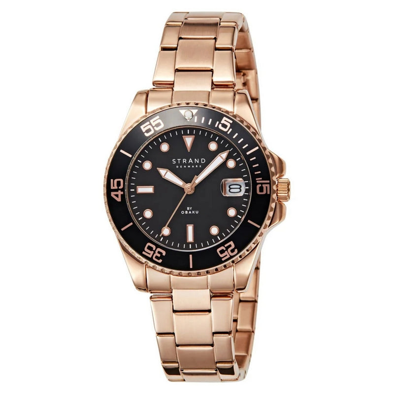 Obaku Women's Bondi S727LDVBSV Bracelet Black Dial Quartz Movement Fold over Clasp 38mm Round Watch