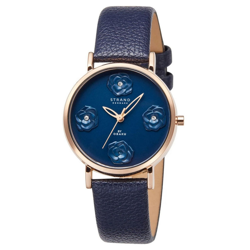 Obaku Women's Petal S733LXVLVL Strap Blue Dial Quartz Movement Buckle Clasp 36mm Round Watch