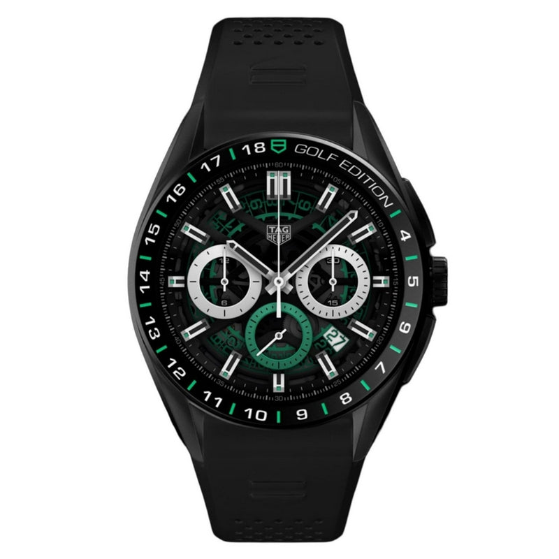 Tag Heuer Men's Connected Golf SBR8A81.EB0251 Strap Digital Dial Smartwatch Movement Deployment-Buckle Clasp 45mm Round Watch