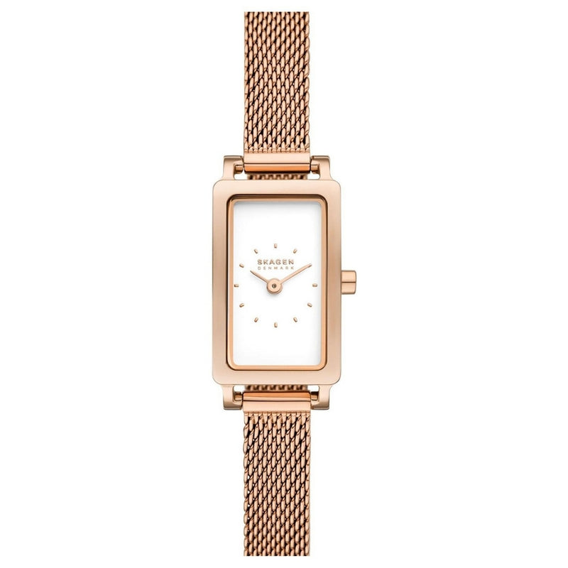 Skagen Women's Hagen Micro SKW3148 Bracelet White Dial Quartz Movement Fold over Clasp 30mm Rectangle Watch