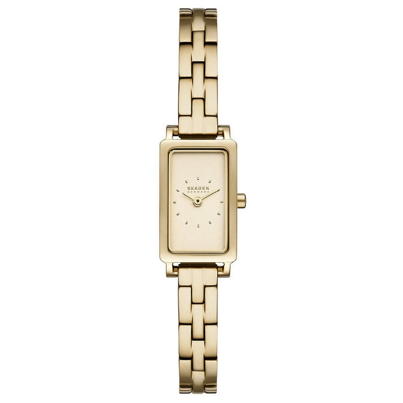 Skagen Women's Hagen SKW3154 Bracelet Gold Dial Quartz  Movement Fold over Clasp 31mm Rectangular Watch