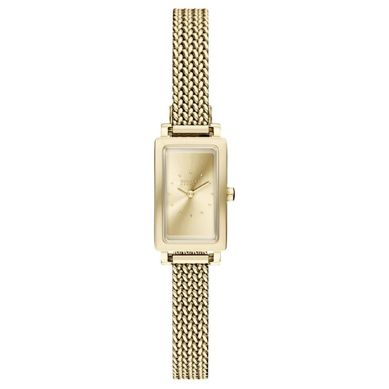 Skagen Women's Hagen SKW3178 Bracelet Yellow Dial Quartz Movement Fold over Clasp 30mm Rectangle Watch