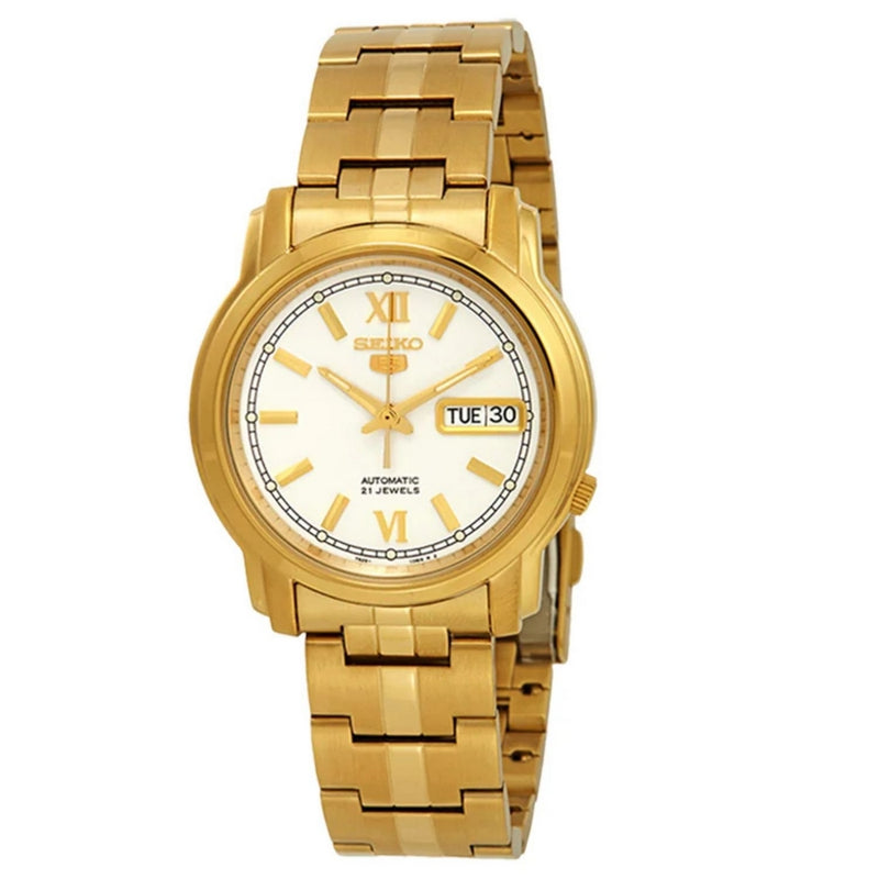 Seiko Men's Classic SNKK84K1 Bracelet White Dial Quartz Movement Fold over Clasp 38mm Round Watch