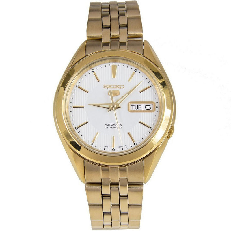 Seiko Men's 5 SNKL26K1 Bracelet White Dial Automatic Movement Fold over Clasp 38mm Round Watch