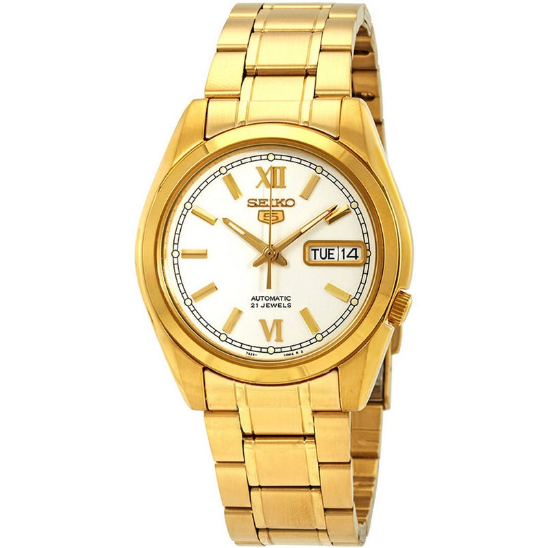 Seiko Men's Seiko 5 SNKL58 Bracelet Silver Dial Automatic Movement Foldover Clasp 38mm Round Watch