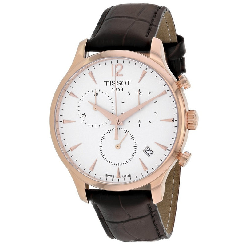 Tissot Men's Tradition T0636173603700 Strap Silver Dial Quartz Movement Deployment Buckle Clasp 42mm Round Watch
