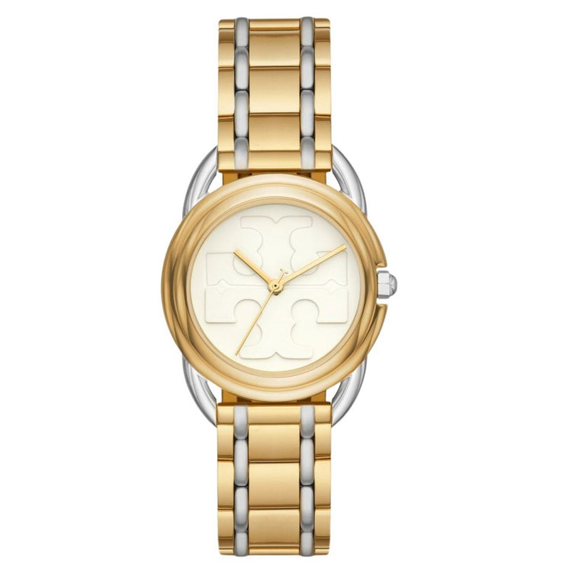 Tory Burch Women's Miller TBW7222 Bracelet Beige Dial Quartz Movement Fold over Clasp 32mm Round Watch