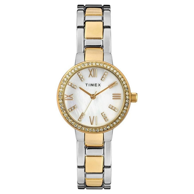 Timex Women's Swarovski TW2T58800 Bracelet Mother Of Pearl Dial Quartz Movement Fold over Clasp 20mm Round Watch