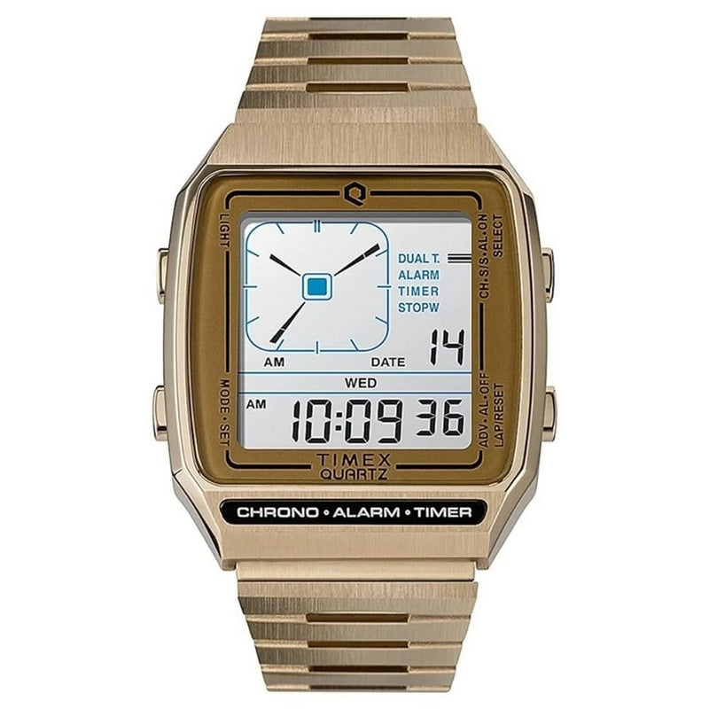 Timex Men's Reissue TW2U72500 Bracelet Gray Dial Quartz Movement Fold over Clasp 33mm Square Watch
