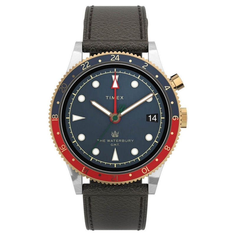 Timex Men's Waterbury TW2U90500 Strap Blue Dial Quartz Movement Buckle Clasp 39mm Round Watch