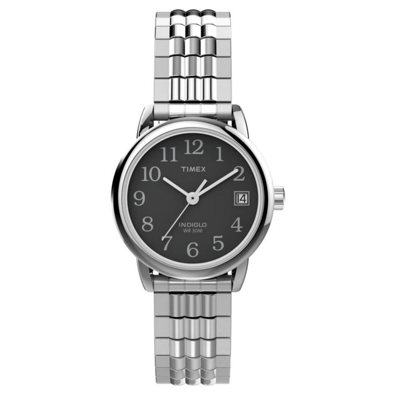 Timex Women's Easy reader TW2V46700 Bracelet Black Dial Quartz Movement Fold over Clasp 25mm Round Watch