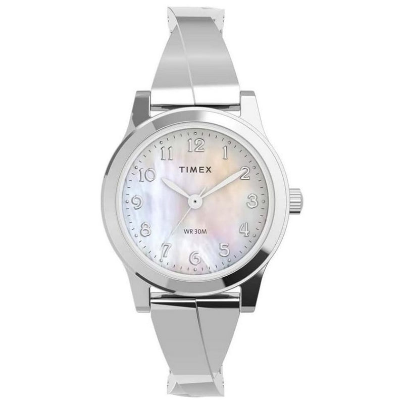 Timex Women's Pearl TW2V51200 Bracelet White Dial Quartz Movement Bangle Clasp 25mm Round Watch