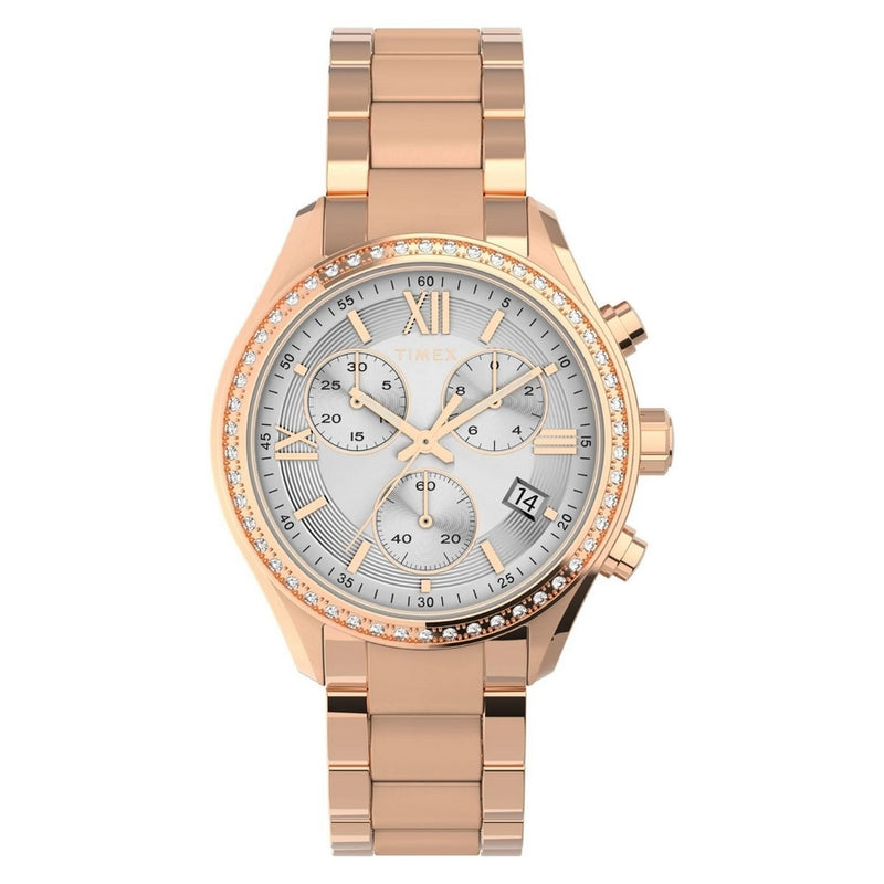 Timex Women's Trend  TW2V57900 Bracelet White Dial Quartz Movement Fold over Clasp 38mm Round Watch