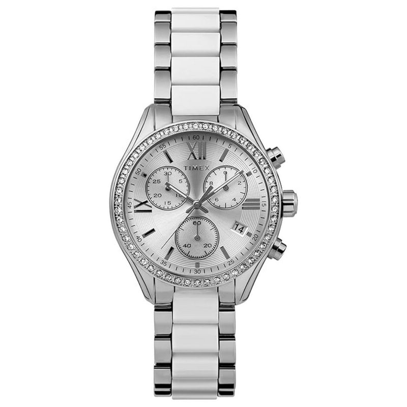 Timex Women's Classic TW2V74700 Bracelet Silver Dial Quartz Movement Fold over Clasp 38mm Round Watch