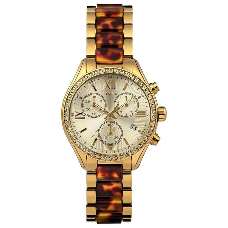 Timex Women's Classic TW2V74800 Bracelet Gold Dial Quartz Movement Fold over Clasp 38mm Round Watch