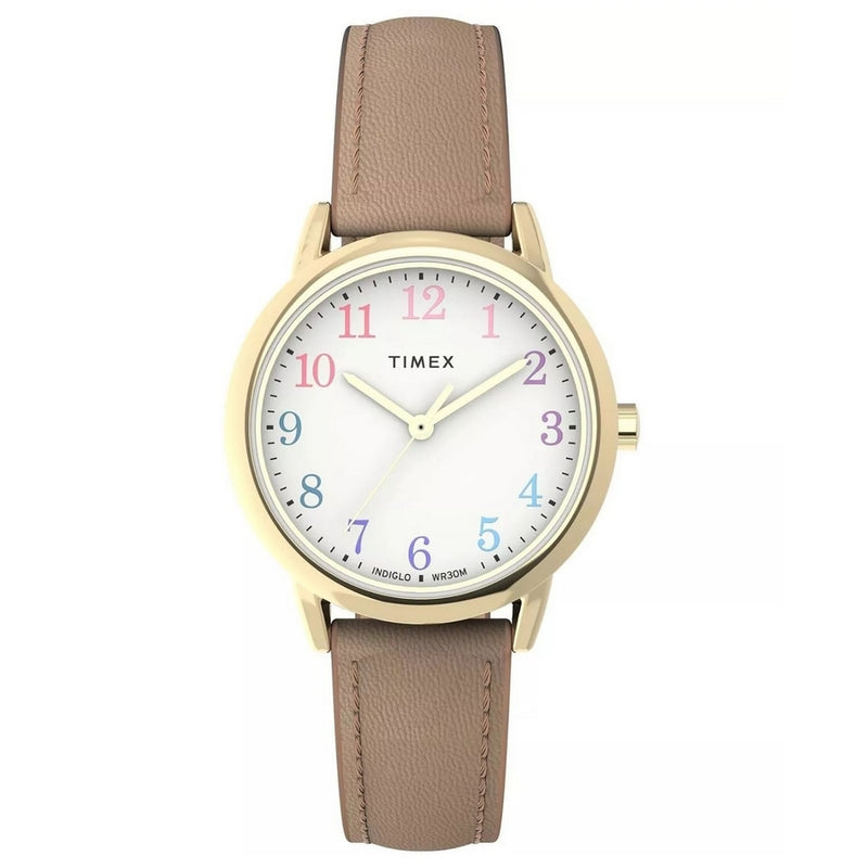 Timex Women's Classic TW2W32400 Strap White Dial Quartz Movement Buckle Clasp 30mm Round Watch