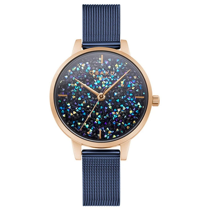 Obaku Women's Orion V250LXVLML Bracelet Blue Dial Quartz Movement Jewelry Clasp 32mm Round Watch