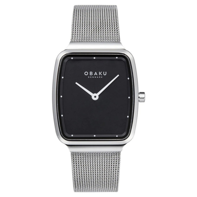 Obaku Women's Tern Lille V267LXCBMC Bracelet Black Dial Quartz Movement Jewelry Clasp 27mm Rectangle Watch