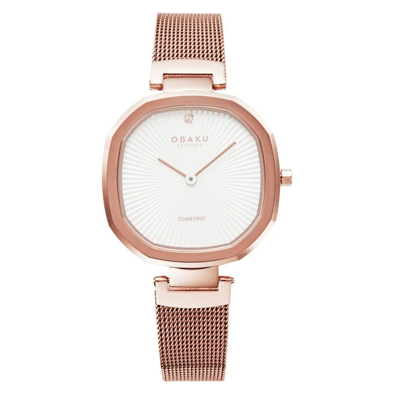 Obaku Women's Brilliant V277LXVIMV Bracelet White Dial Quartz Movement Jewelry Clasp 32mm Octagon Watch