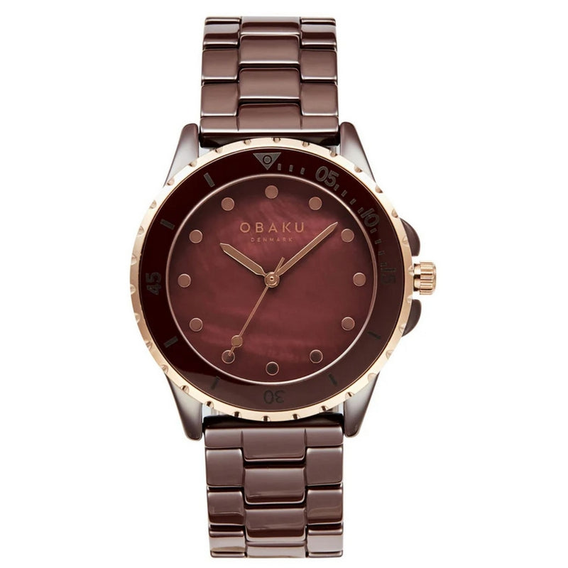 Obaku Women's Urt Lille V279LXXNCN Bracelet Rose gold Dial Quartz Movement Fold over Clasp 42mm Round Watch