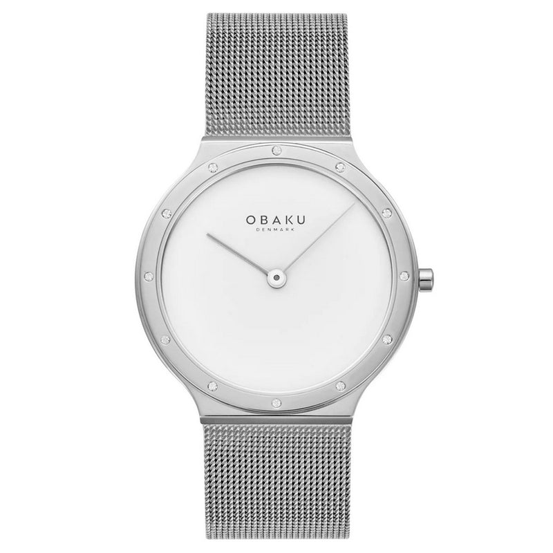 Obaku Women's Note Lille V285LECWMC Bracelet White Dial Quartz Movement Jewelry Clasp 34mm Round Watch