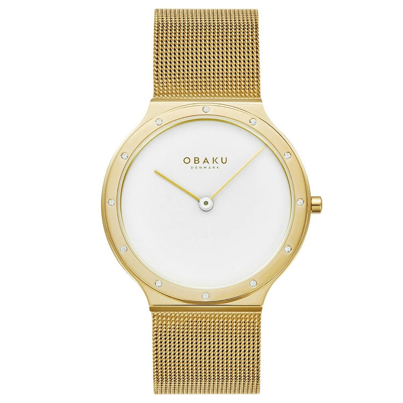 Obaku Women's Note Lille V285LEGWMG Bracelet White Dial Quartz Movement Jewelry Clasp 34mm Round Watch