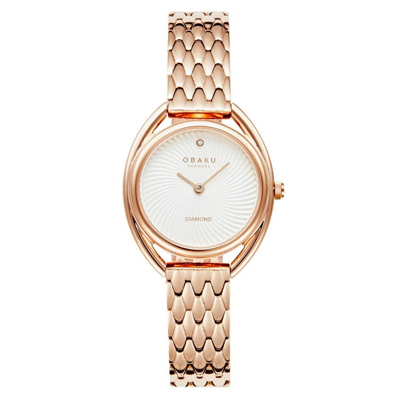 Obaku Women's Juvel V286LXVISV Bracelet White Dial Quartz Movement Jewelry Clasp 29mm Round Watch
