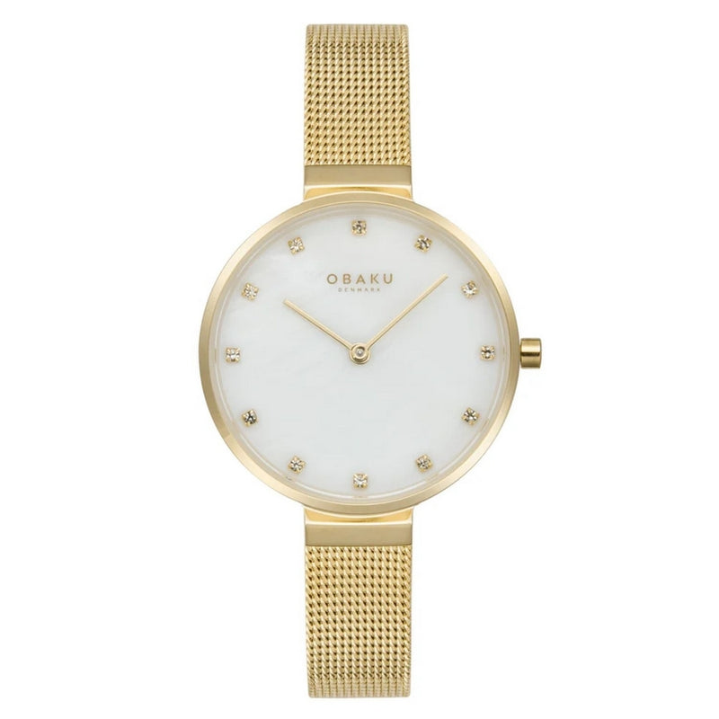 Obaku Women's Analog V287LXGWMG Bracelet White Dial Quartz Movement Jewelry Clasp 30mm Round Watch