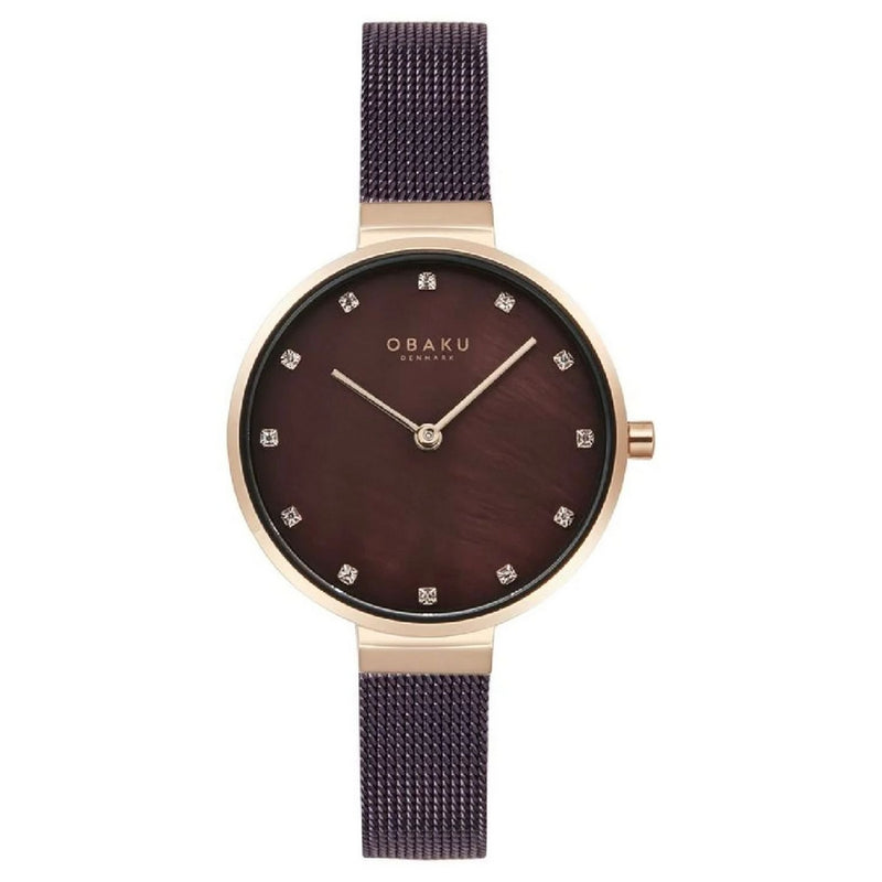 Obaku Women's Anemone V287LXVNMN Bracelet Brown Dial Quartz Movement Jewelry Clasp 30mm Round Watch