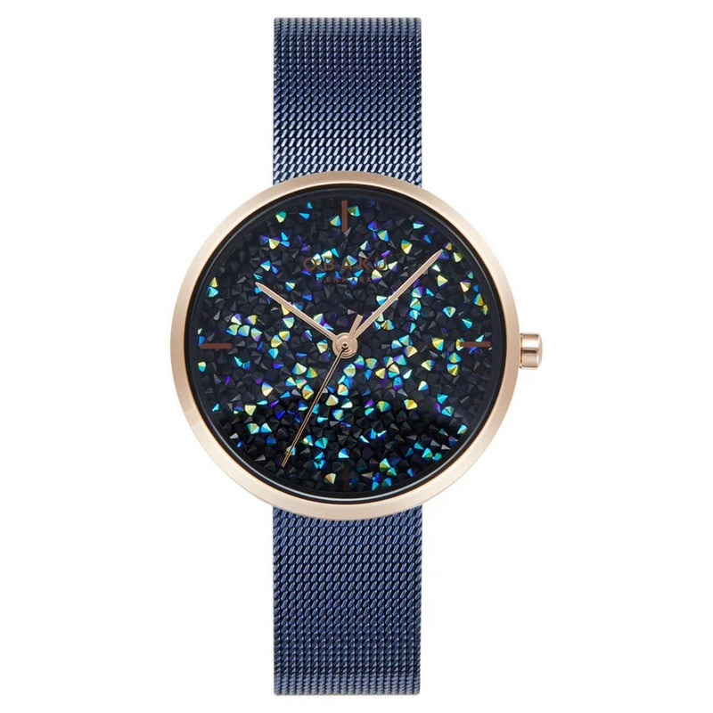 Obaku Women's Glimmer  V289LHVLML Bracelet Dark blue Dial Quartz Movement Jewelry Clasp 32mm Round Watch