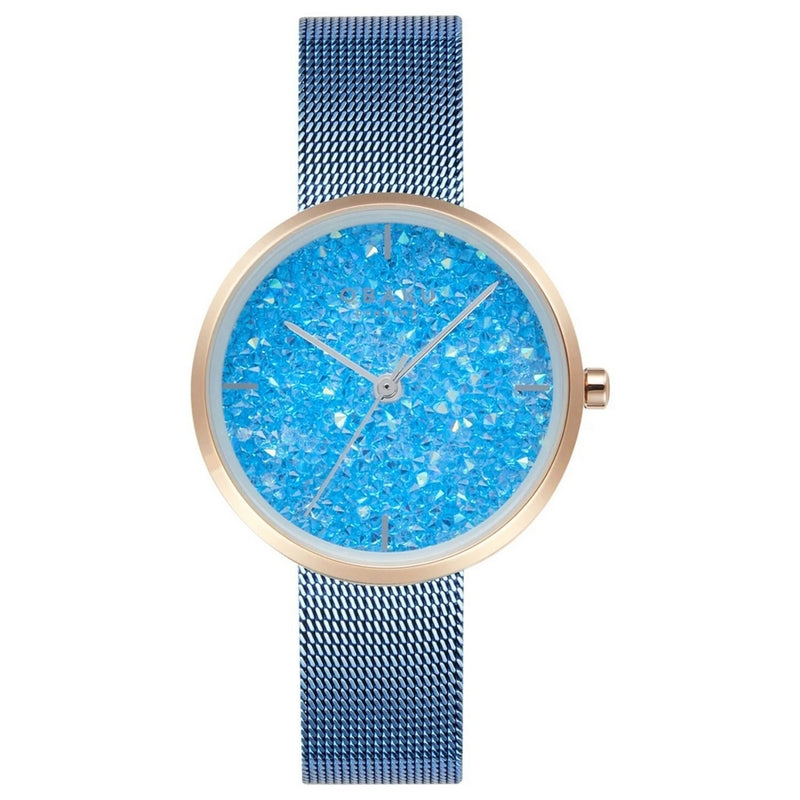 Obaku Women's Glimmer V289LHVMMA Bracelet Bue Dial Quartz Movement Jewelry Clasp 32mm Round Watch