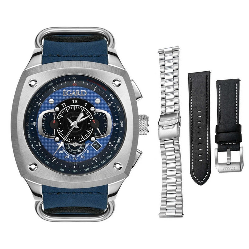 Egard Men's VI-Viking WCH-5083-G0N113 Strap Blue Dial Quartz Movement Buckle Clasp 46mm Round Watch