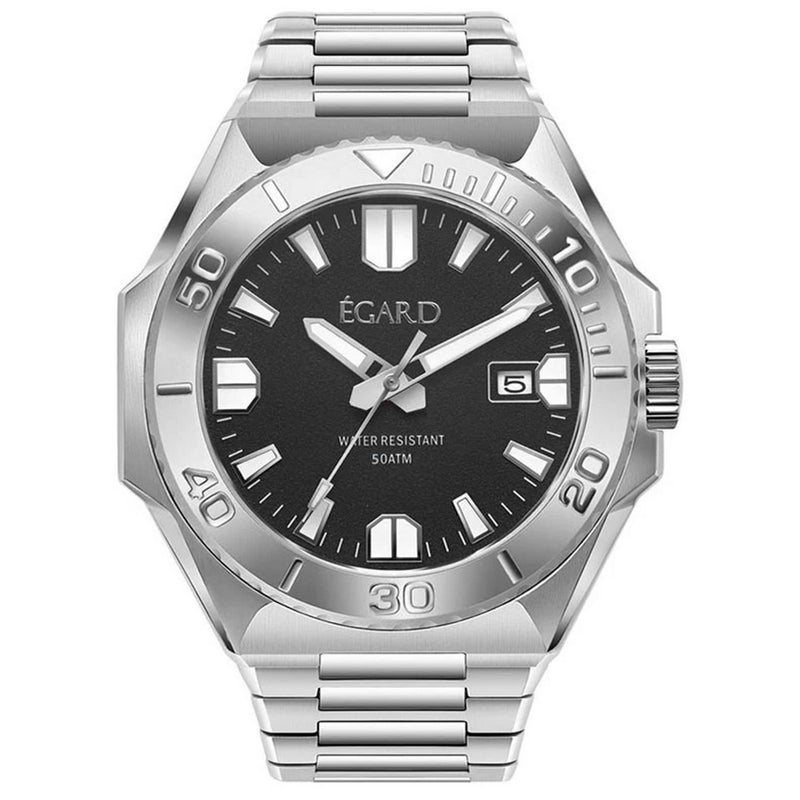 Egard Men's King Ocean WCH-5095-G0G003 Bracelet Black Dial Automatic Movement Deployment Clasp 42mm Round Watch