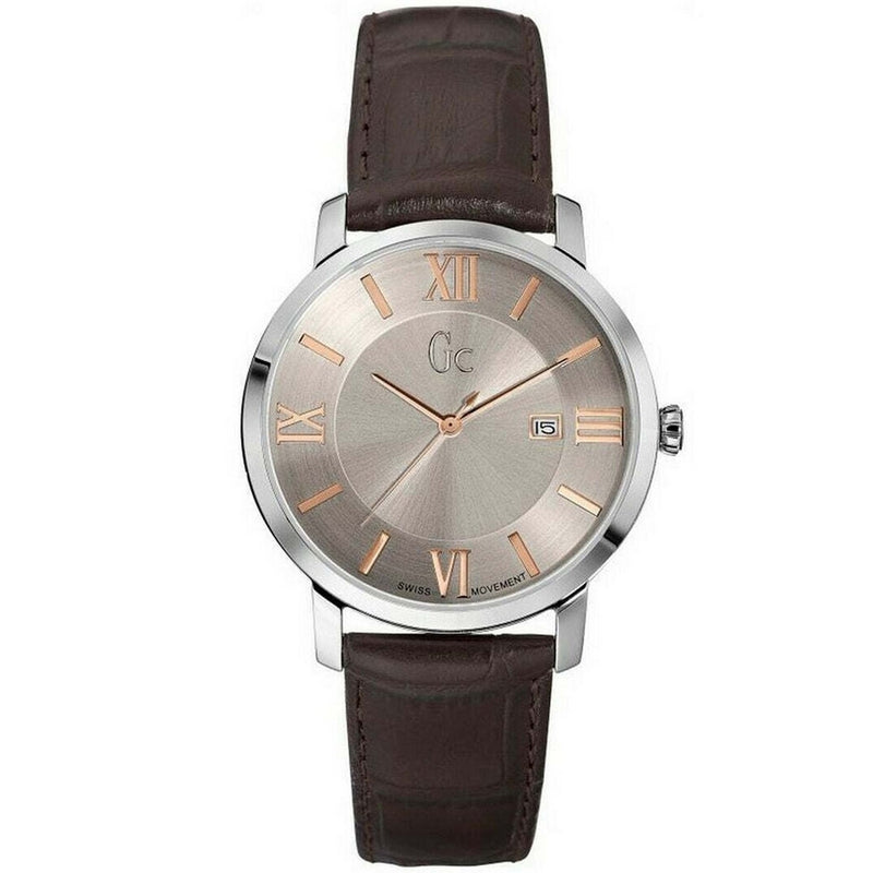 Guess Men's Slim Class X60016G1S Strap Beige Dial Quartz Movement Buckle Clasp 40mm Round Watch