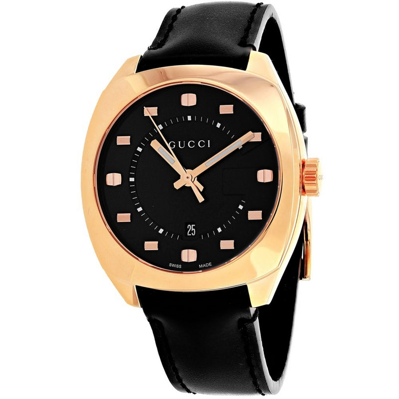 Gucci Men's GG2570 YA142309 Strap Black Dial Quartz Movement Buckle Clasp 45mm Round Watch